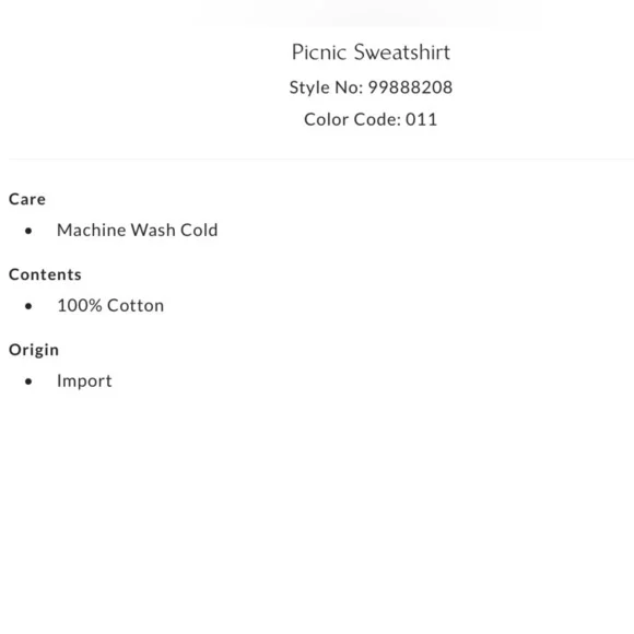 NWT Free People M Picnic Sweatshirt in Tea Cookie Cream New $98 retail - Picture 6 of 6